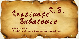 Krstivoje Bubalović vizit kartica